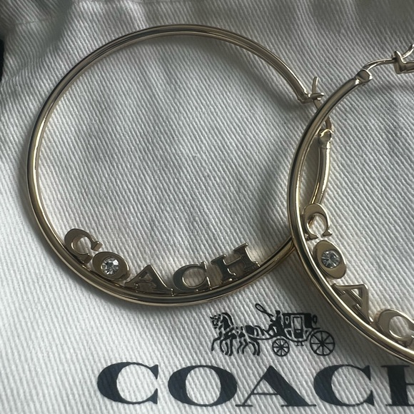 Coach Gold-Tone Logo Hoop Earrings - Picture 3 of 3